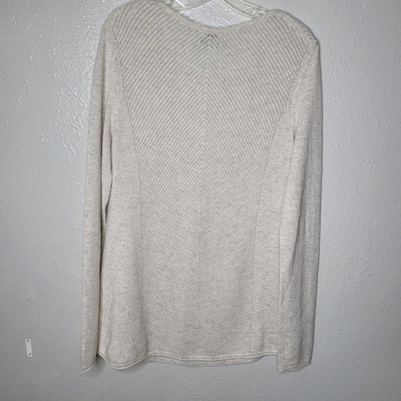 Vince womens sz Lg 100% Cashmere beige scoop Neck Sweater Pullover Ribbed tunic - Picture 5 of 6